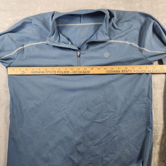 Coolibar UPF 50+ Long Sleeve 1/4 Zip Sun Shirt (Men's‎ Large) Blue - Picture 8 of 9